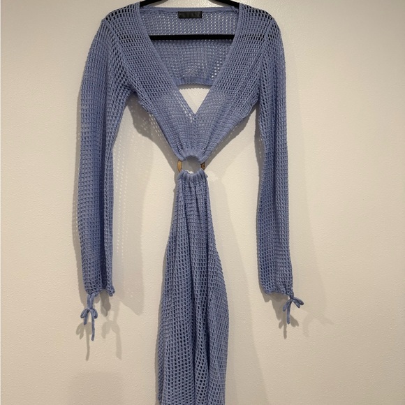 Swim suit cover up knit, Light Blue, Cutout Dress - Picture 5 of 8
